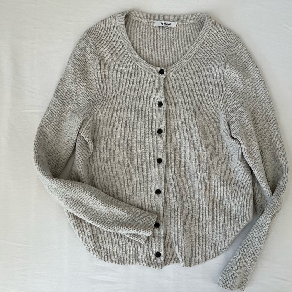 Madewell Light Gray Button-Up Cardigan